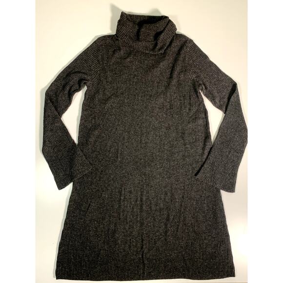Madewell Gray XS Turtleneck Alpaca Wool Blend Ribbed Bell Sleeve Sweater Dress - Picture 2 of 9